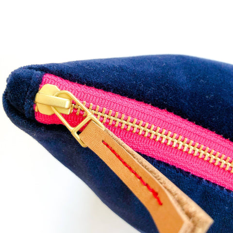 Navy Cotton Velvet Pillow