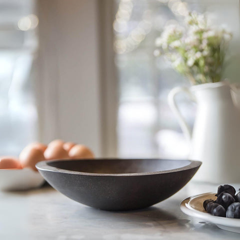 Round Ebonized Oak Bowl