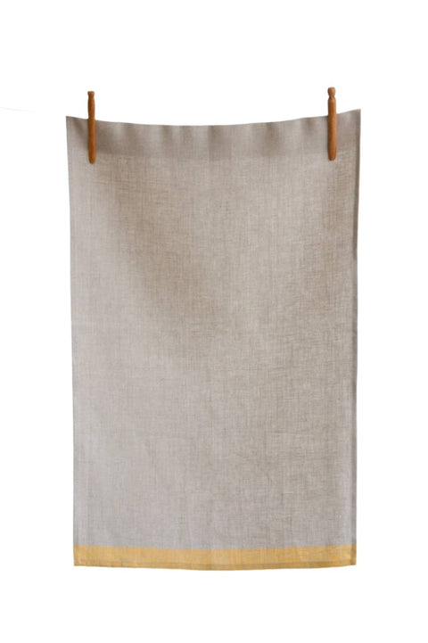 Linen Tea Towel with Gold Edge