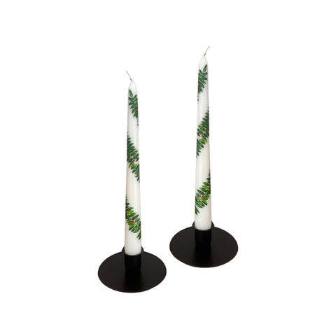 Fern + Berry Hand Painted Taper Candles