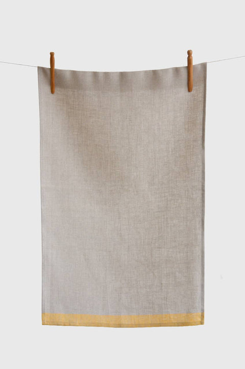Sloane Tea Towel Natural with Gold Border